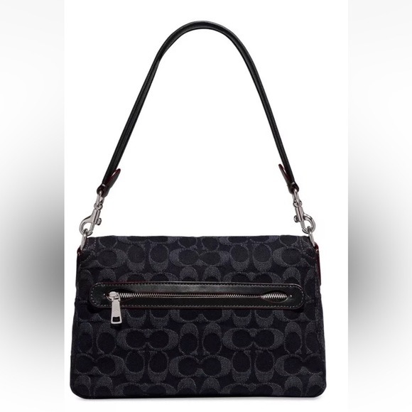 Coach Tabby Washed Denim Black Denim Signature Soft Small Shoulder Bag - Picture 2 of 14